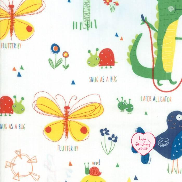 Moda Later Alligator Patchwork and Quilting Fabric by Sandy Gervais available at lovestitching.co.uk, UK, NI, Northern Ireland, ROI