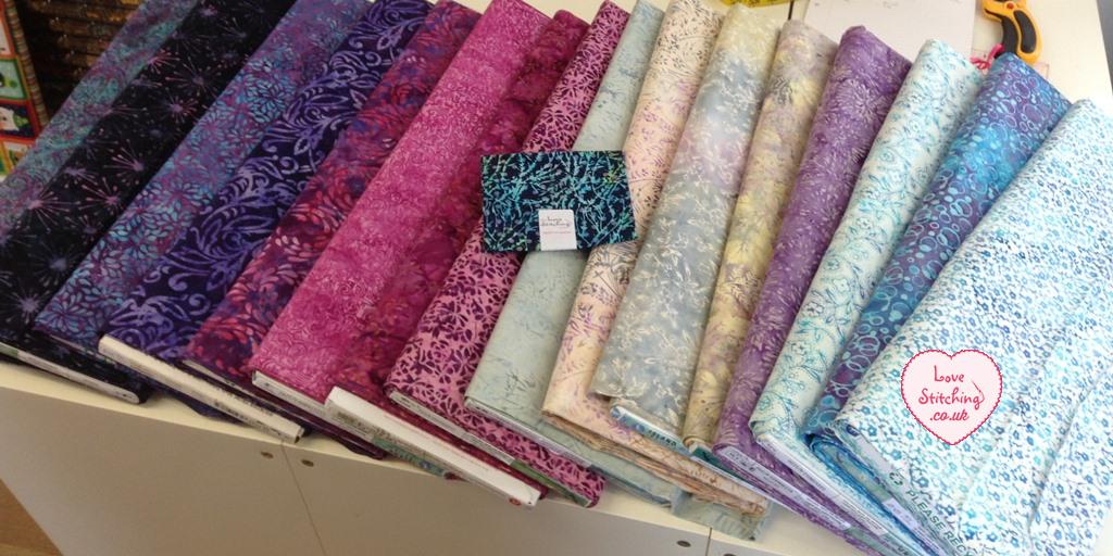 Moda and Makower Batik fabrics, available from lovestitching.co.uk, UK, NI, Northern Ireland
